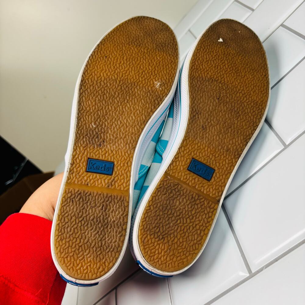 Keds X Kate Spade Cabana Stripe‎ Platform Sneakers Women 7 White Blue Nautical - Picture 7 of 14